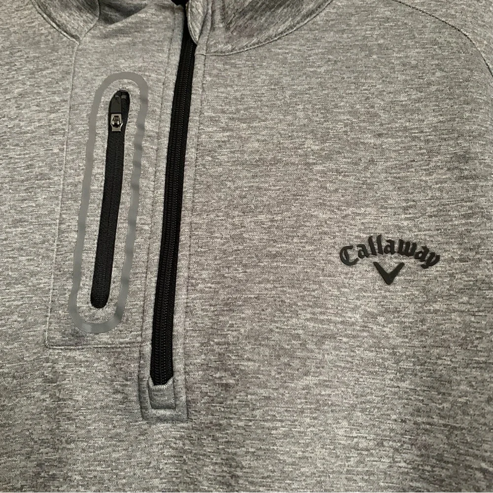 Callaway Mens Fleece Lined Long Sleeve 1/4 Zip Pullover Gray Pockets SzXXL